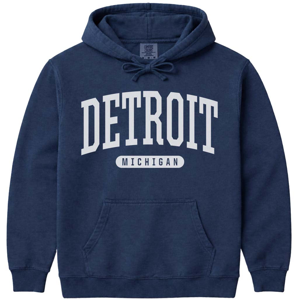 Detroit Michigan Hoodie Sweatshirt - Navy