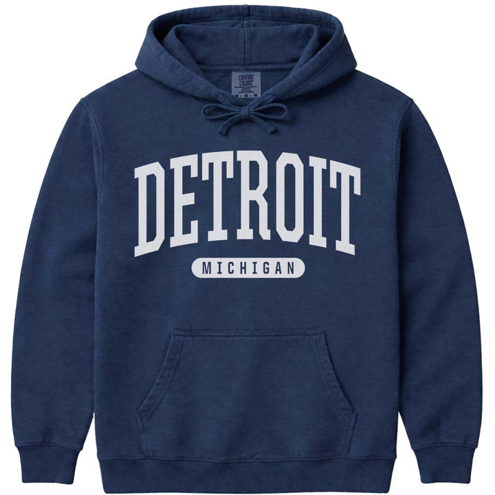 Detroit Michigan Hoodie Sweatshirt - Navy