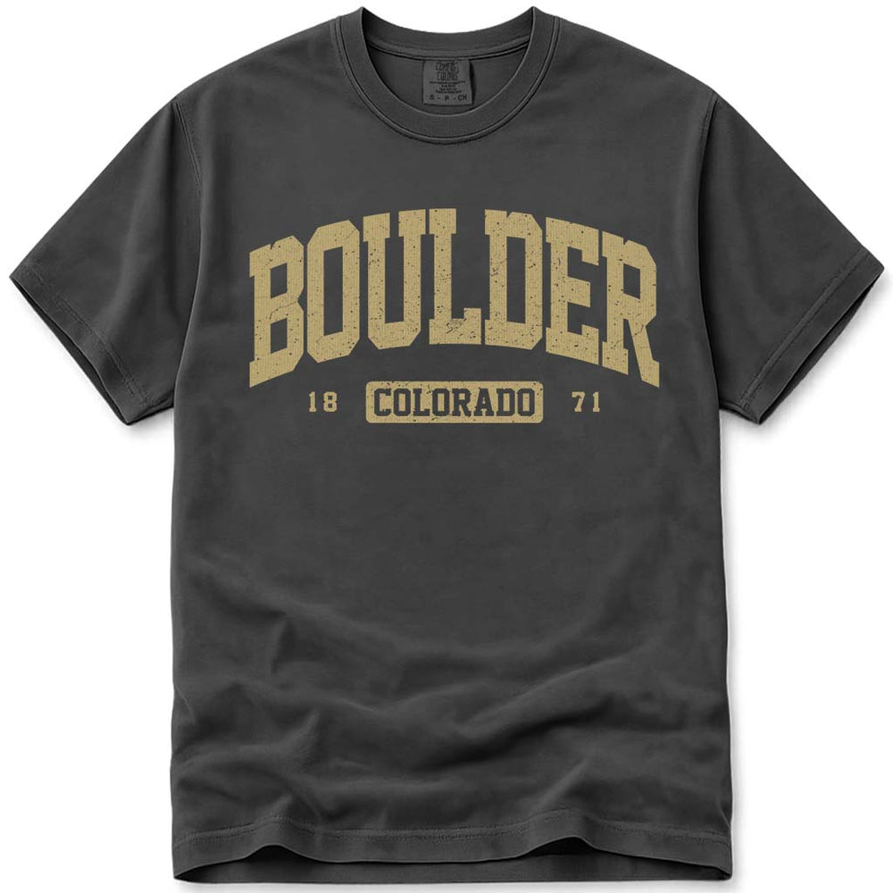 Distressed Vintage Boulder Colorado T Shirt - Pepper