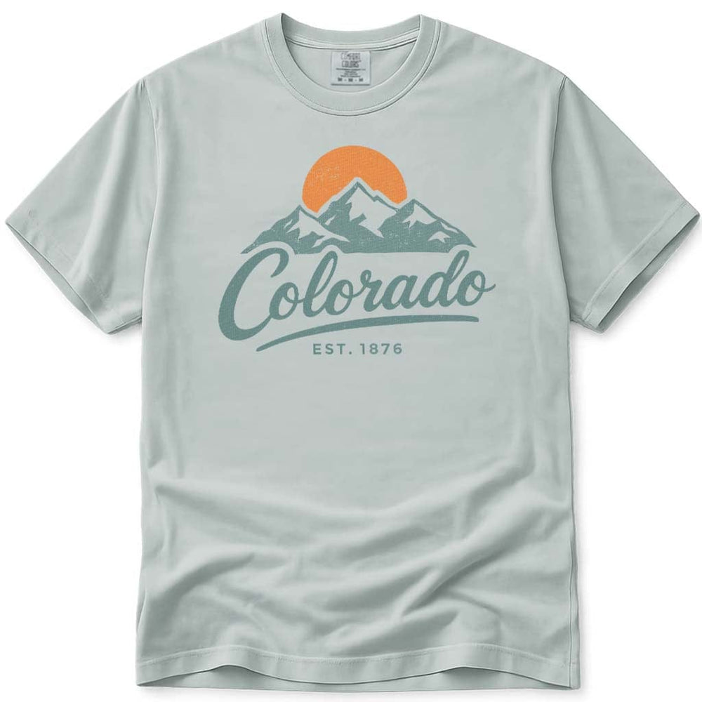 Light green t-shirt with 'Colorado' graphic design on a white background