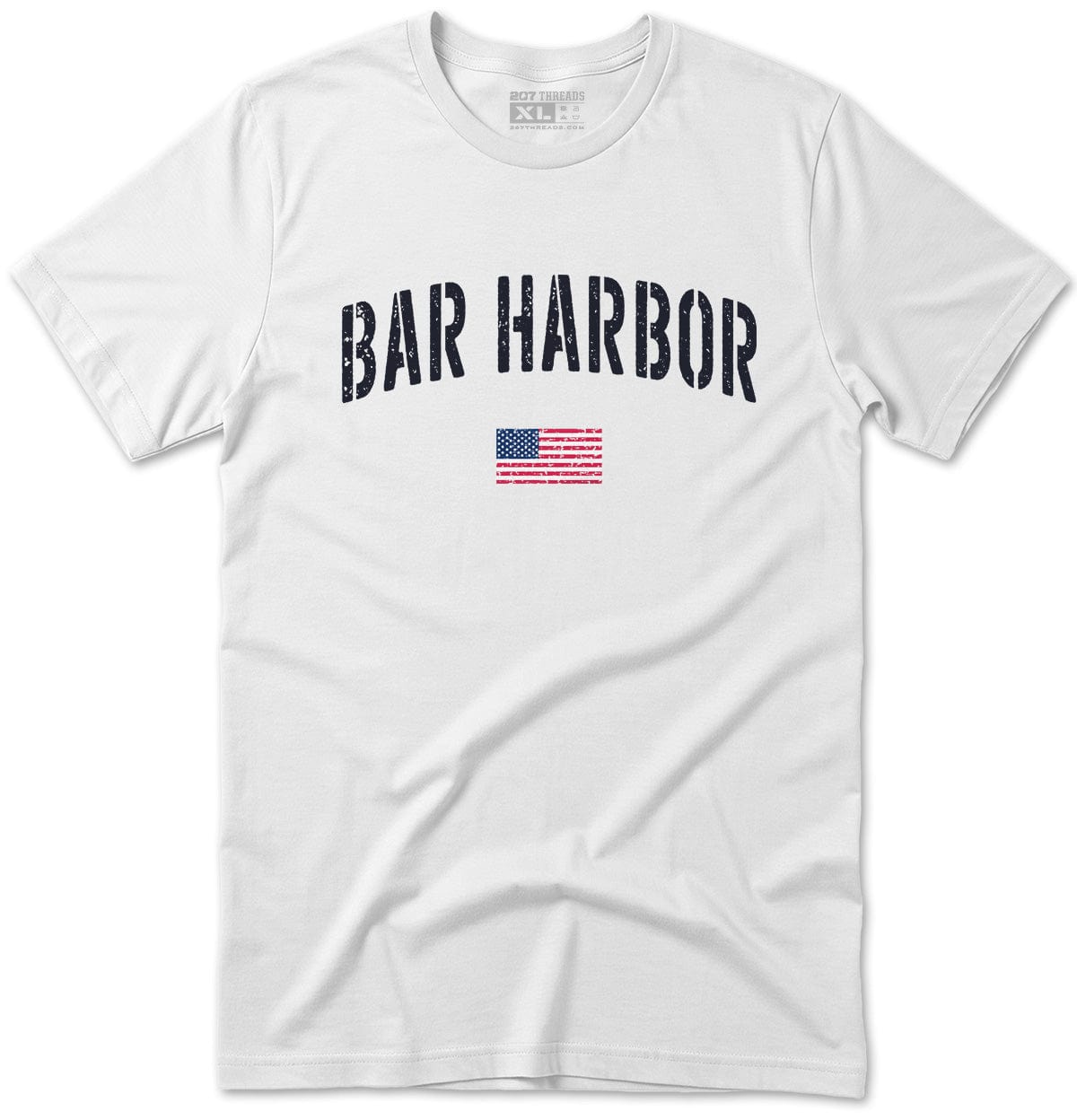 White Distressed Stencil USA Vintage Bar Harbor T-Shirt