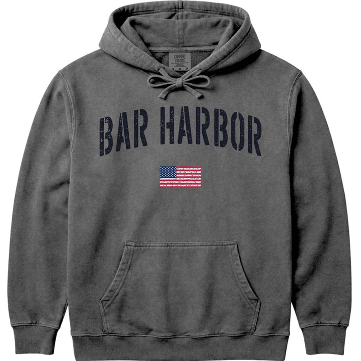 Distressed Stencil USA Vintage Bar Harbor Hoodie - Pepper