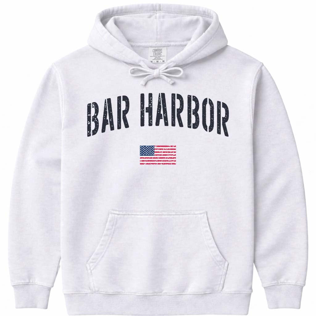 Distressed Stencil USA Vintage Bar Harbor Hoodie - White