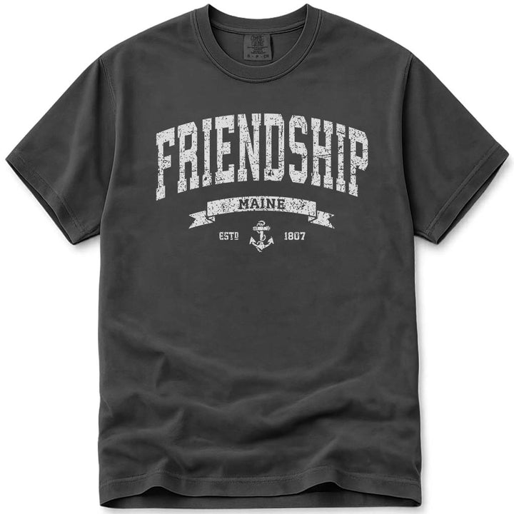 Distressed Vintage Friendship Maine T Shirt - Pepper