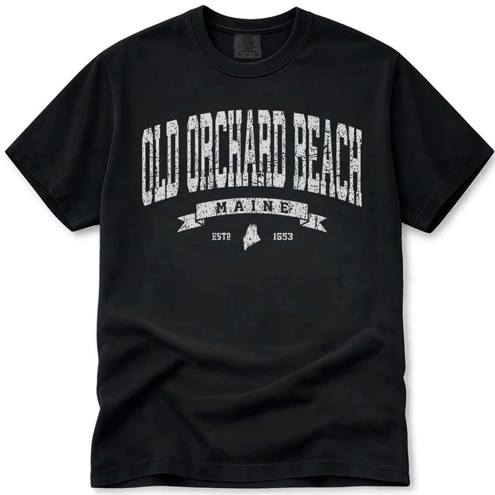 Distressed Vintage Old Orchard Beach T Shirt - Black