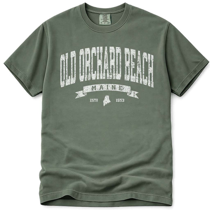 Distressed Vintage Old Orchard Beach T Shirt - Moss