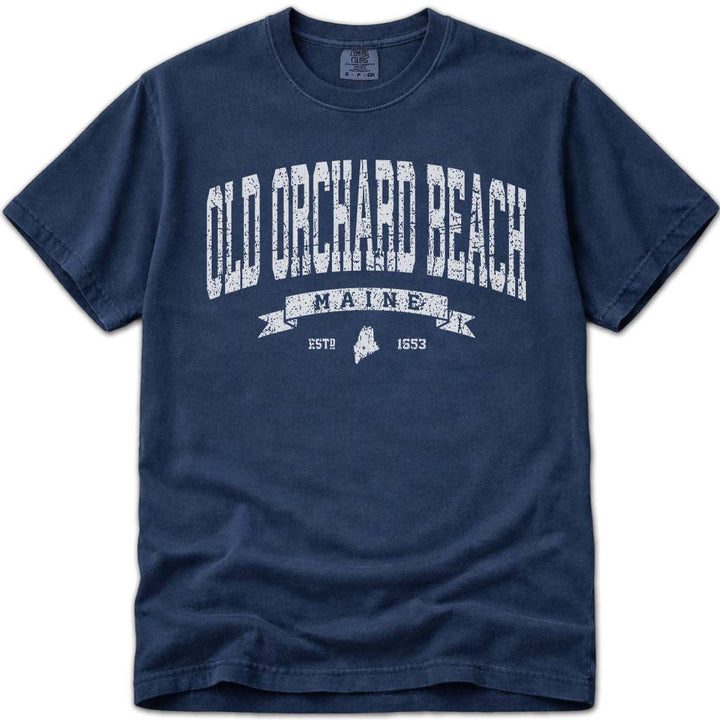 Distressed Vintage Old Orchard Beach T Shirt - Navy