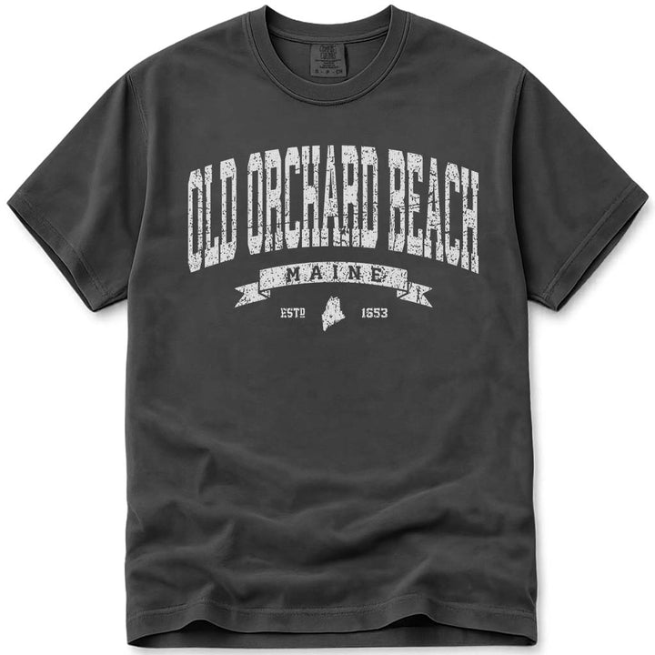 Distressed Vintage Old Orchard Beach T Shirt - Pepper