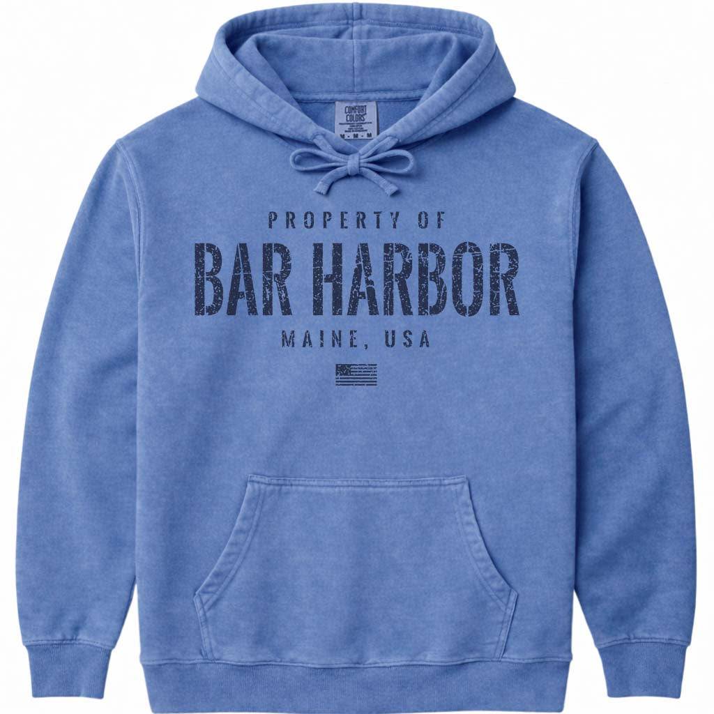 Distressed Vintage Property of Bar Harbor Hoodie - Flo Blue