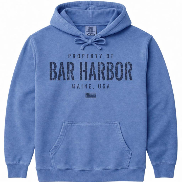 Distressed Vintage Property of Bar Harbor Hoodie - Flo Blue