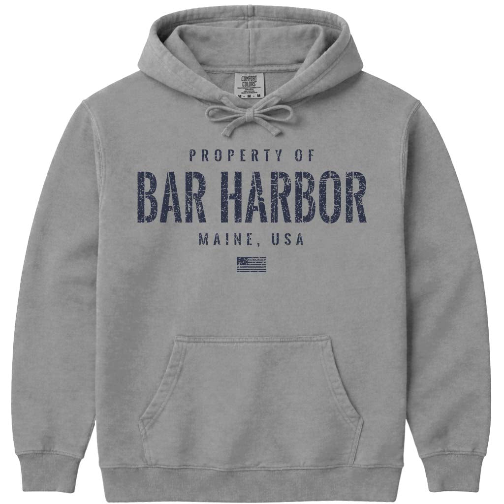 Distressed Vintage Property of Bar Harbor Hoodie - Grey