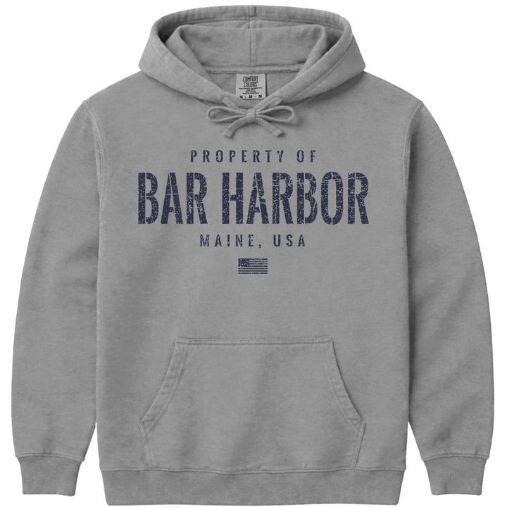 Distressed Vintage Property of Bar Harbor Hoodie - Grey