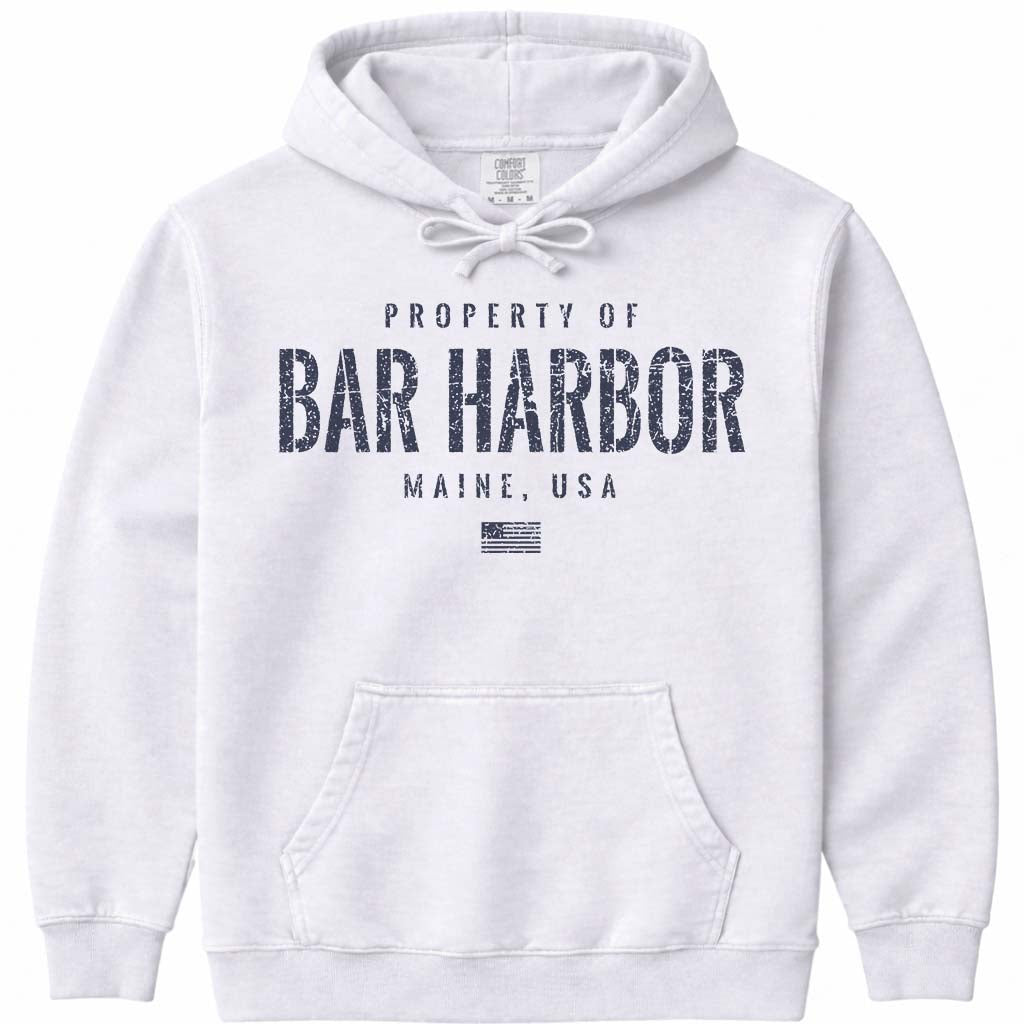 Distressed Vintage Property of Bar Harbor Hoodie - White