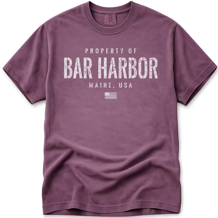 Distressed Vintage Property of Bar Harbor ME T Shirt - Berry