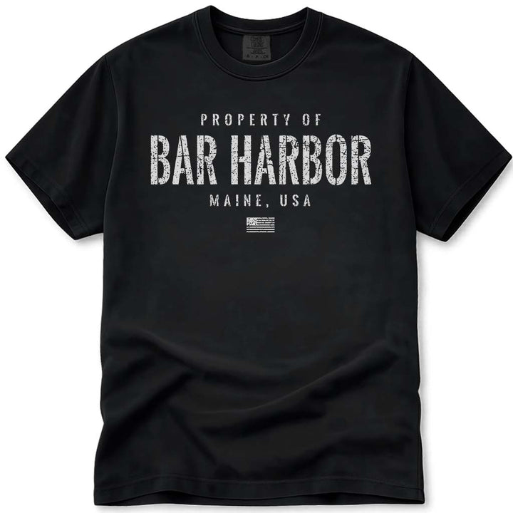 Distressed Vintage Property of Bar Harbor ME T Shirt - Black