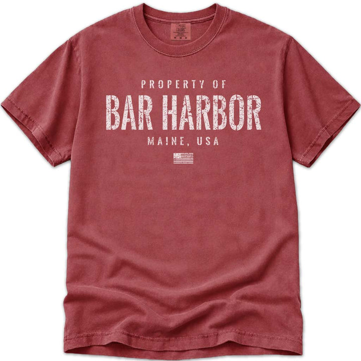 Distressed Vintage Property of Bar Harbor ME T Shirt - Crimson
