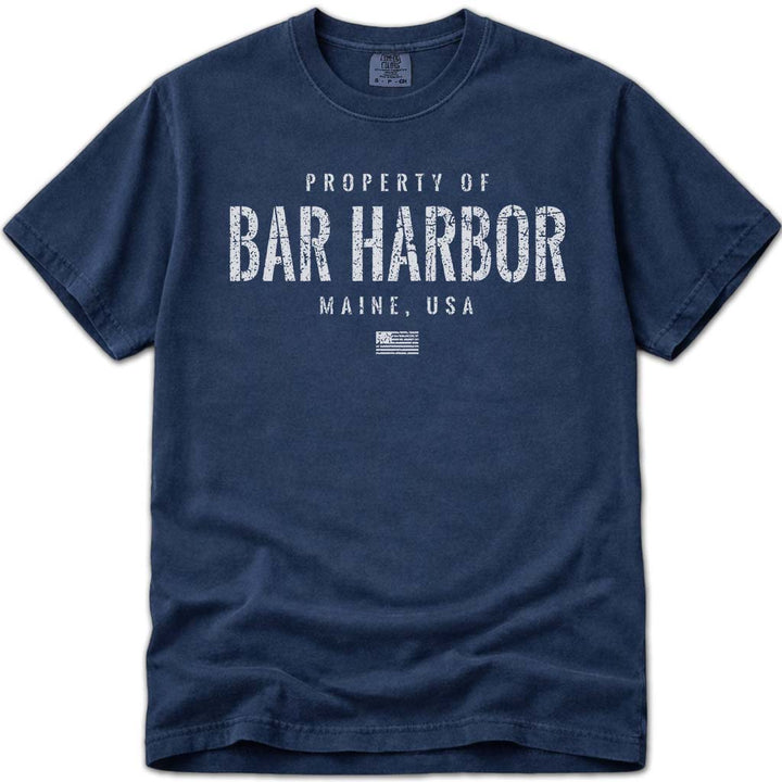 Distressed Vintage Property of Bar Harbor ME T Shirt - Navy