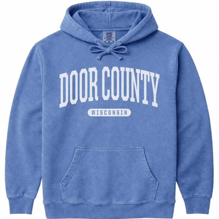 Door County Wisconsin Hoodie - Flo Blue