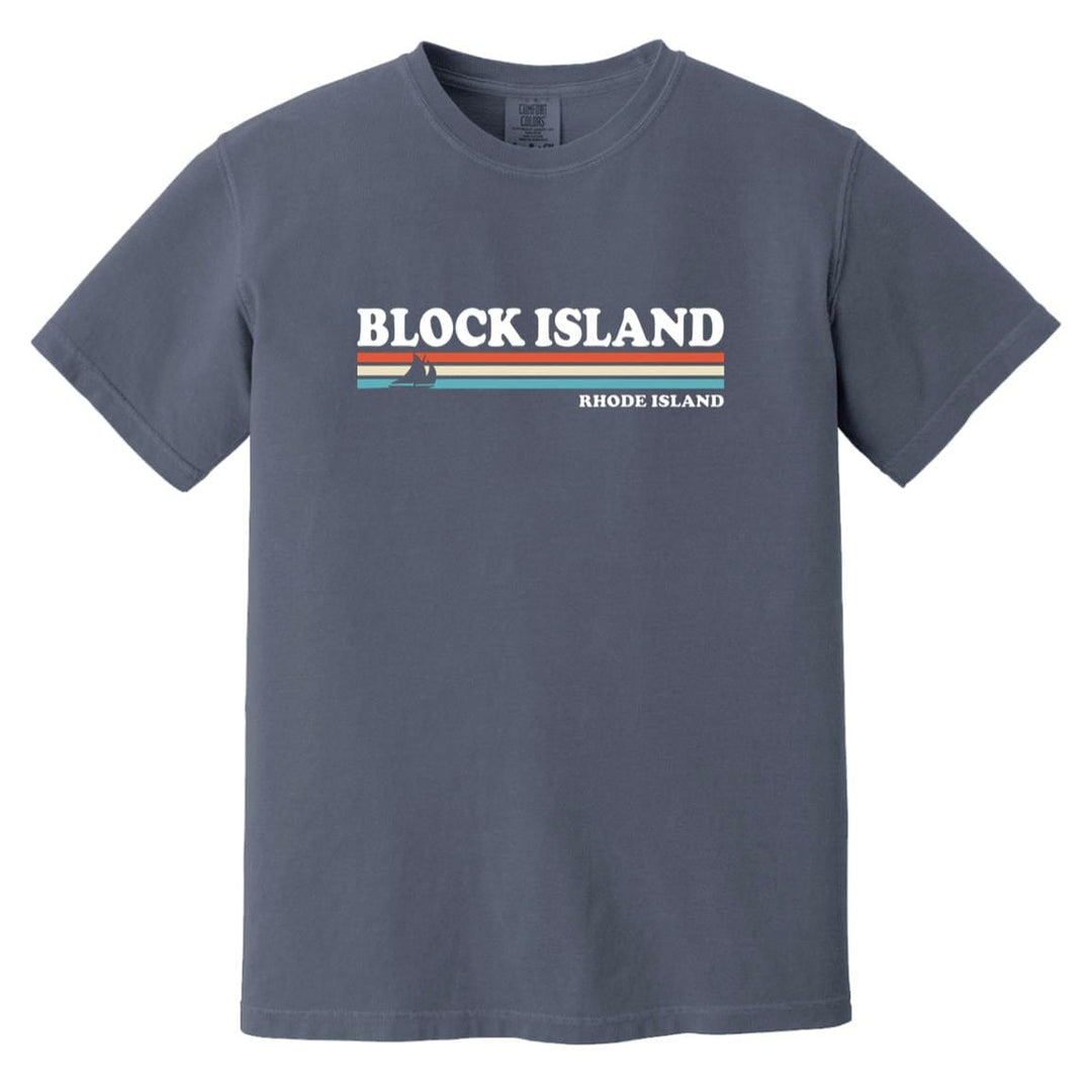 Retro Stripes Sailboat Block Island T-Shirt