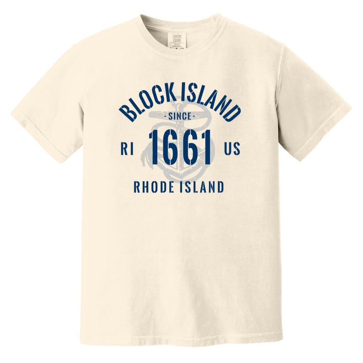 Vintage Nautical Anchor Block Island RI  T-Shirt - Comfort Colors Tee