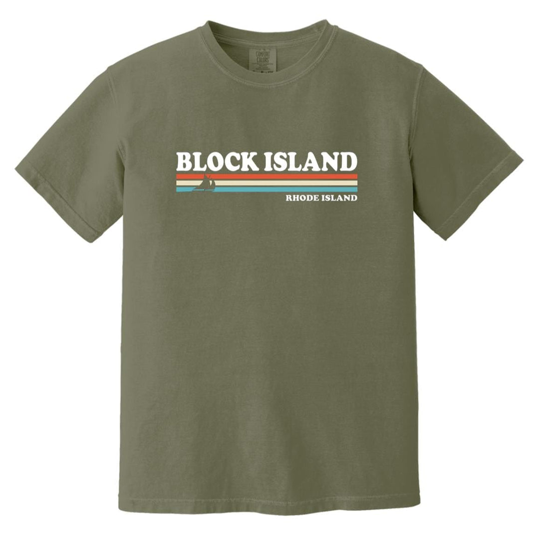 Retro Stripes Sailboat Block Island T-Shirt