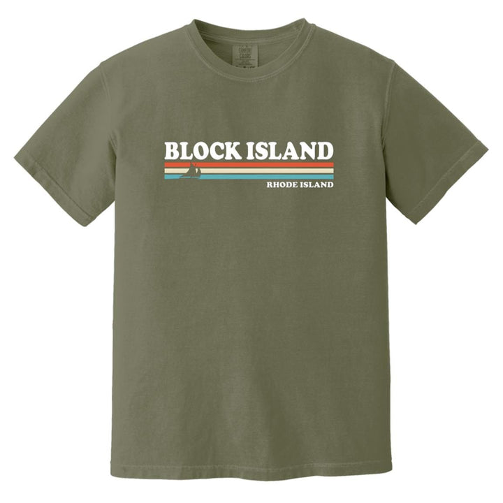 Retro Stripes Sailboat Block Island T-Shirt