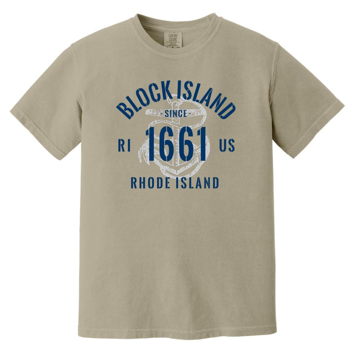 Vintage Nautical Anchor Block Island RI  T-Shirt - Comfort Colors Tee