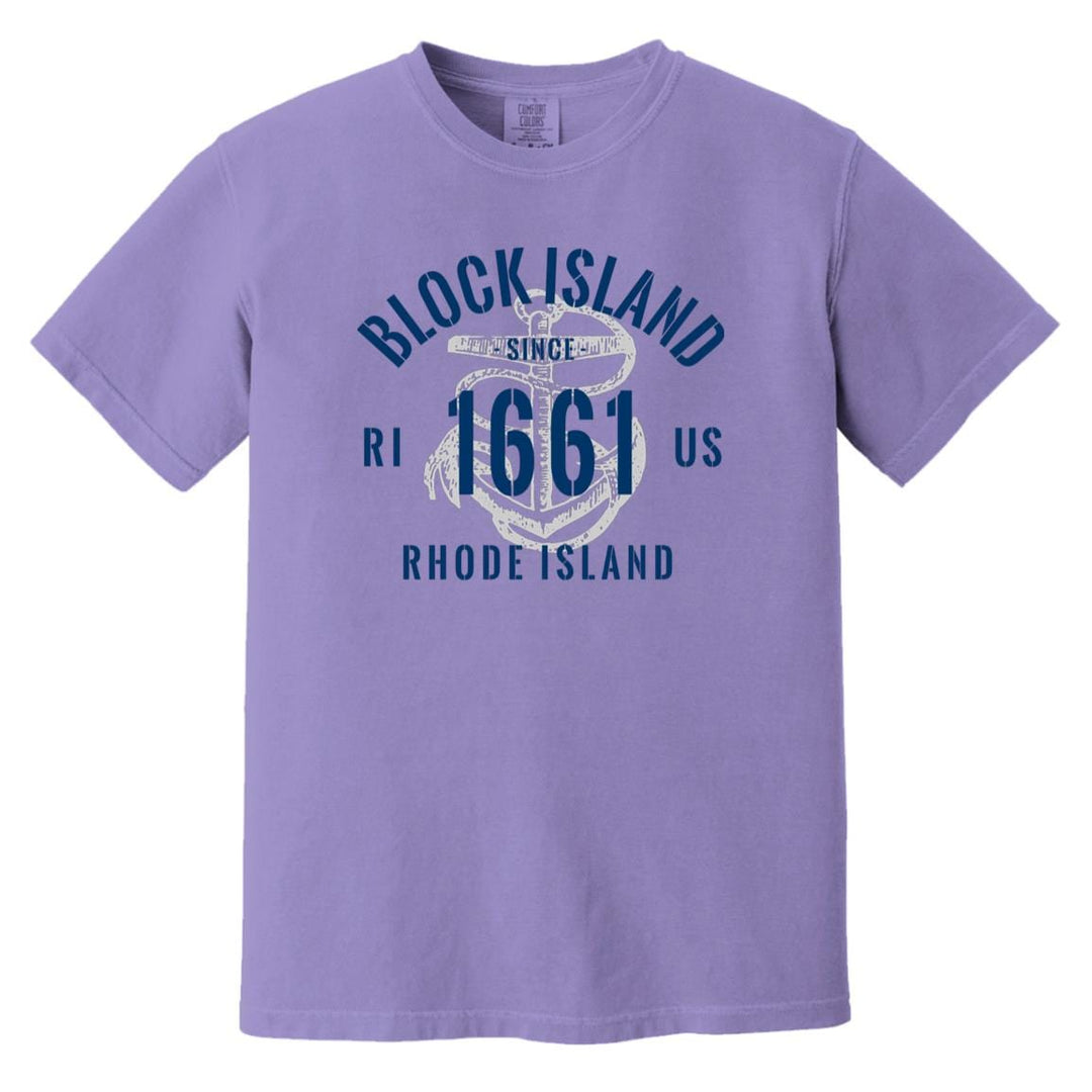 Vintage Nautical Anchor Block Island RI  T-Shirt - Comfort Colors Tee