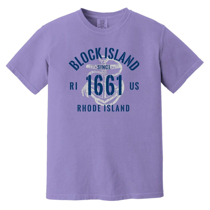 Vintage Nautical Anchor Block Island RI  T-Shirt - Comfort Colors Tee