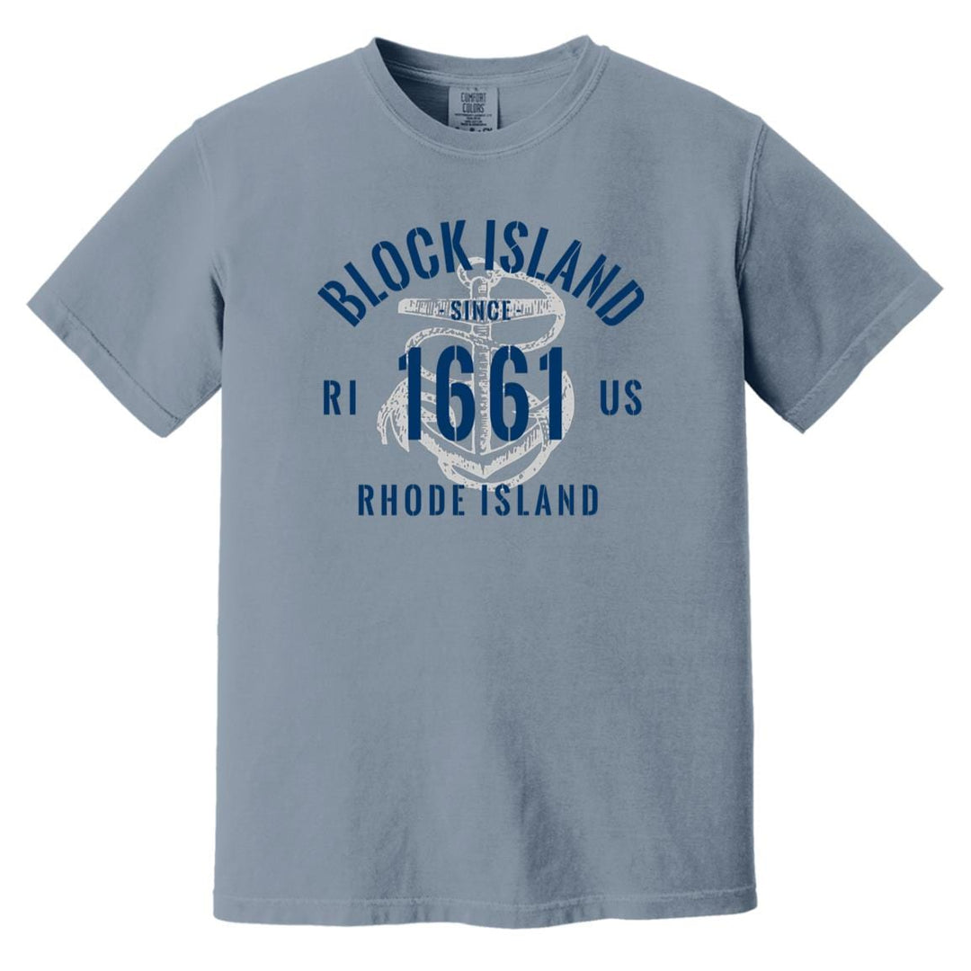 Vintage Nautical Anchor Block Island RI  T-Shirt - Comfort Colors Tee