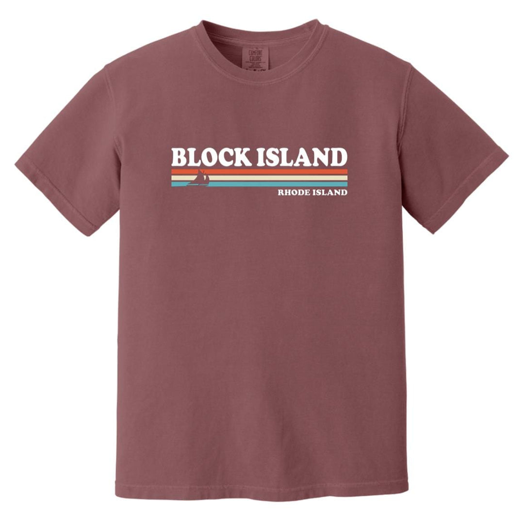 Retro Stripes Sailboat Block Island T-Shirt