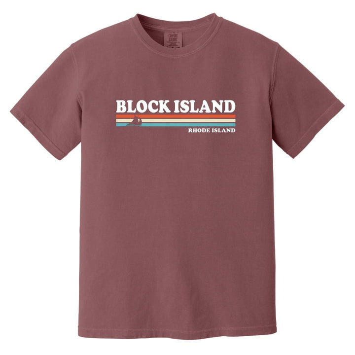 Retro Stripes Sailboat Block Island T-Shirt