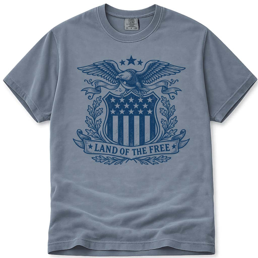 Eagle Land Of The Free USA Patriotic T Shirt - Blue Jean