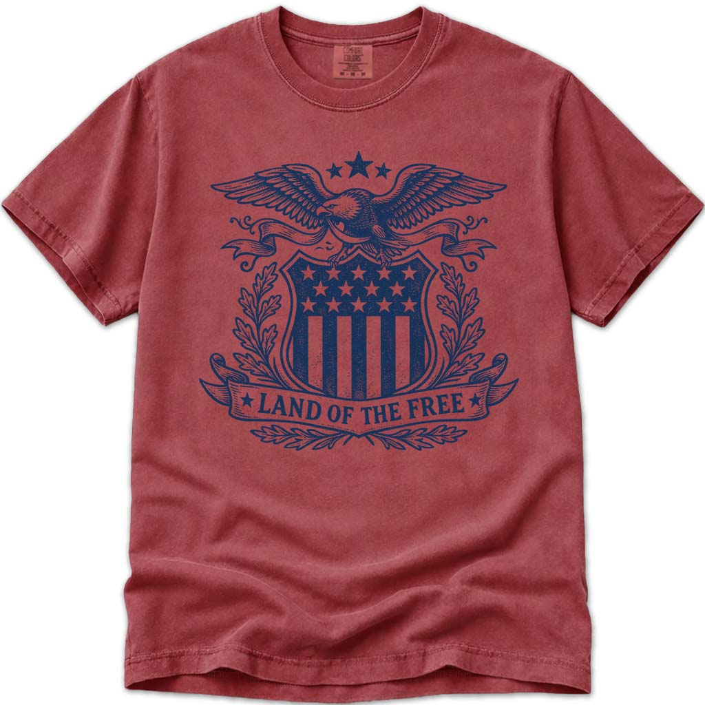 Eagle Land Of The Free USA Patriotic T Shirt - Crimson