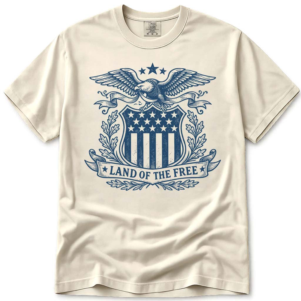 Eagle Land Of The Free USA Patriotic T Shirt - Ivory