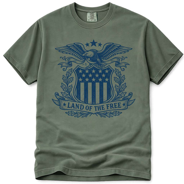 Eagle Land Of The Free USA Patriotic T Shirt - Moss
