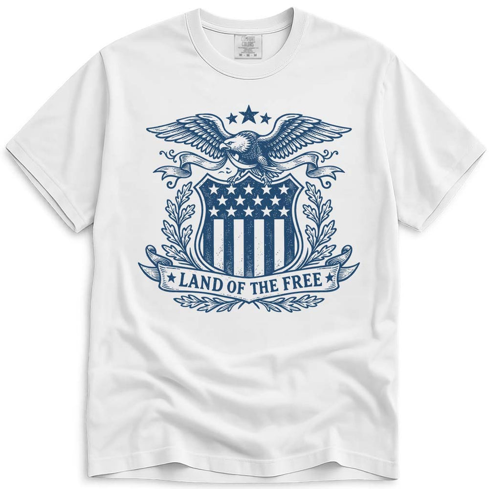 Eagle Land Of The Free USA Patriotic T Shirt - White