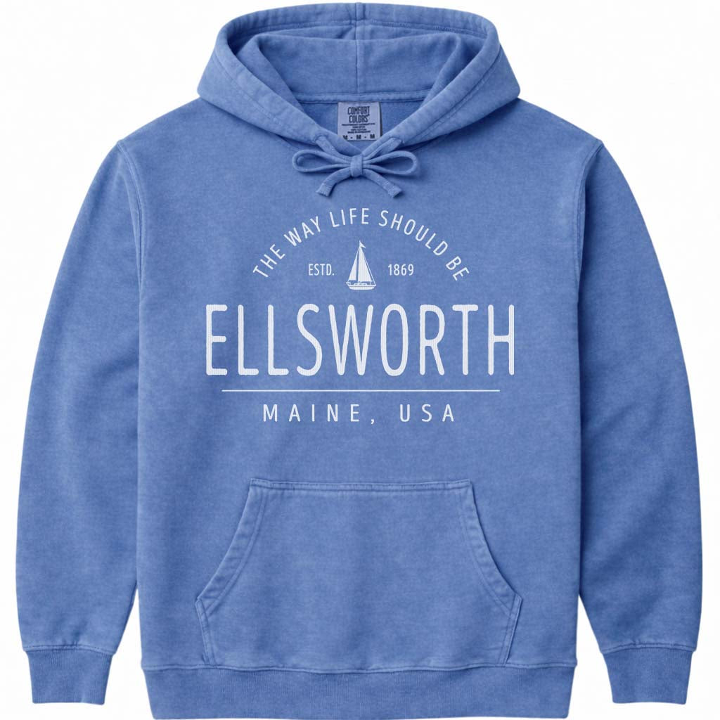 Ellsworth Sailboat Hoodie, Downeast Maine - Flo Blue