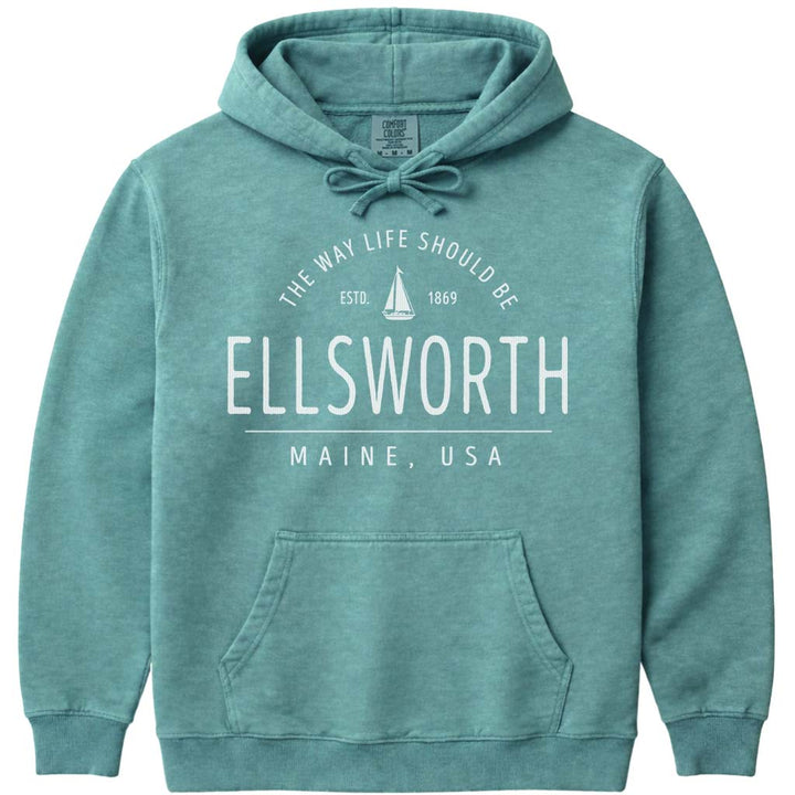 Ellsworth Sailboat Hoodie, Downeast Maine - Seafoam