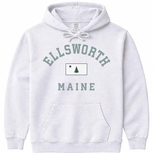 Ellsworth Maine Vintage Flag Hooded Sweatshirt