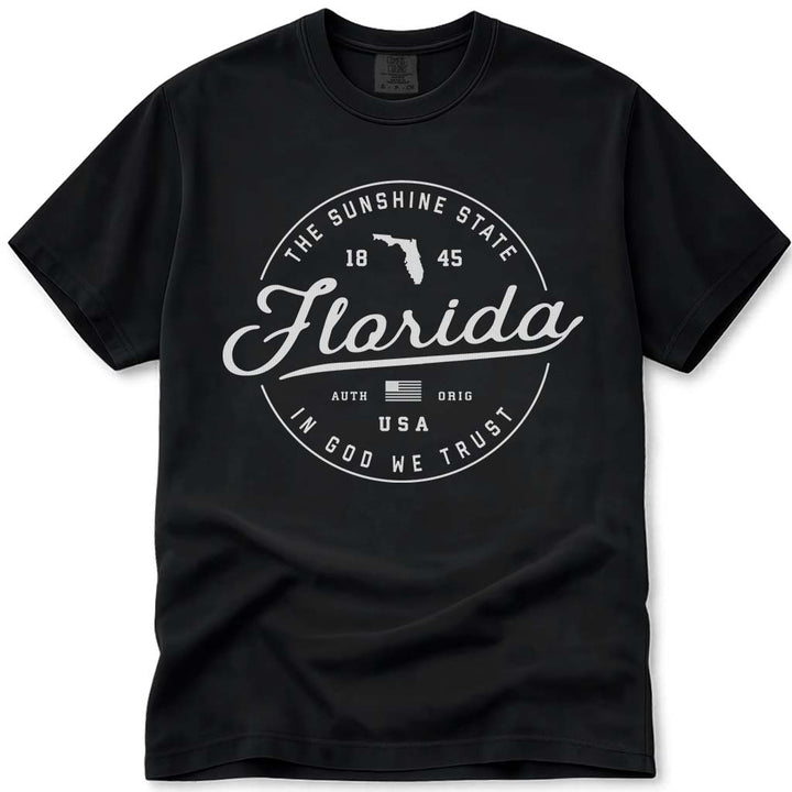 Florida T Shirt, The Sunshine State - Black