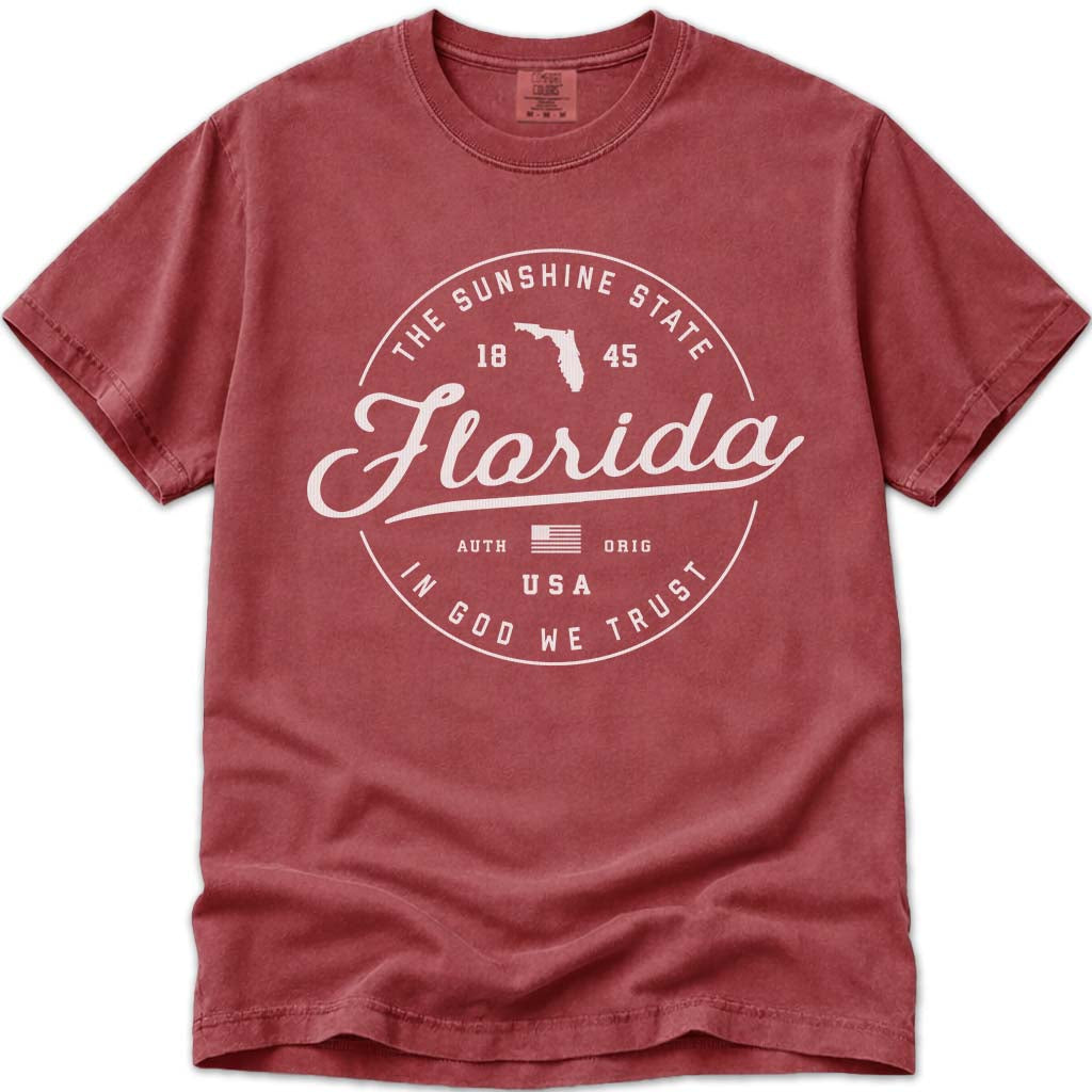 Florida T Shirt, The Sunshine State - Crimson