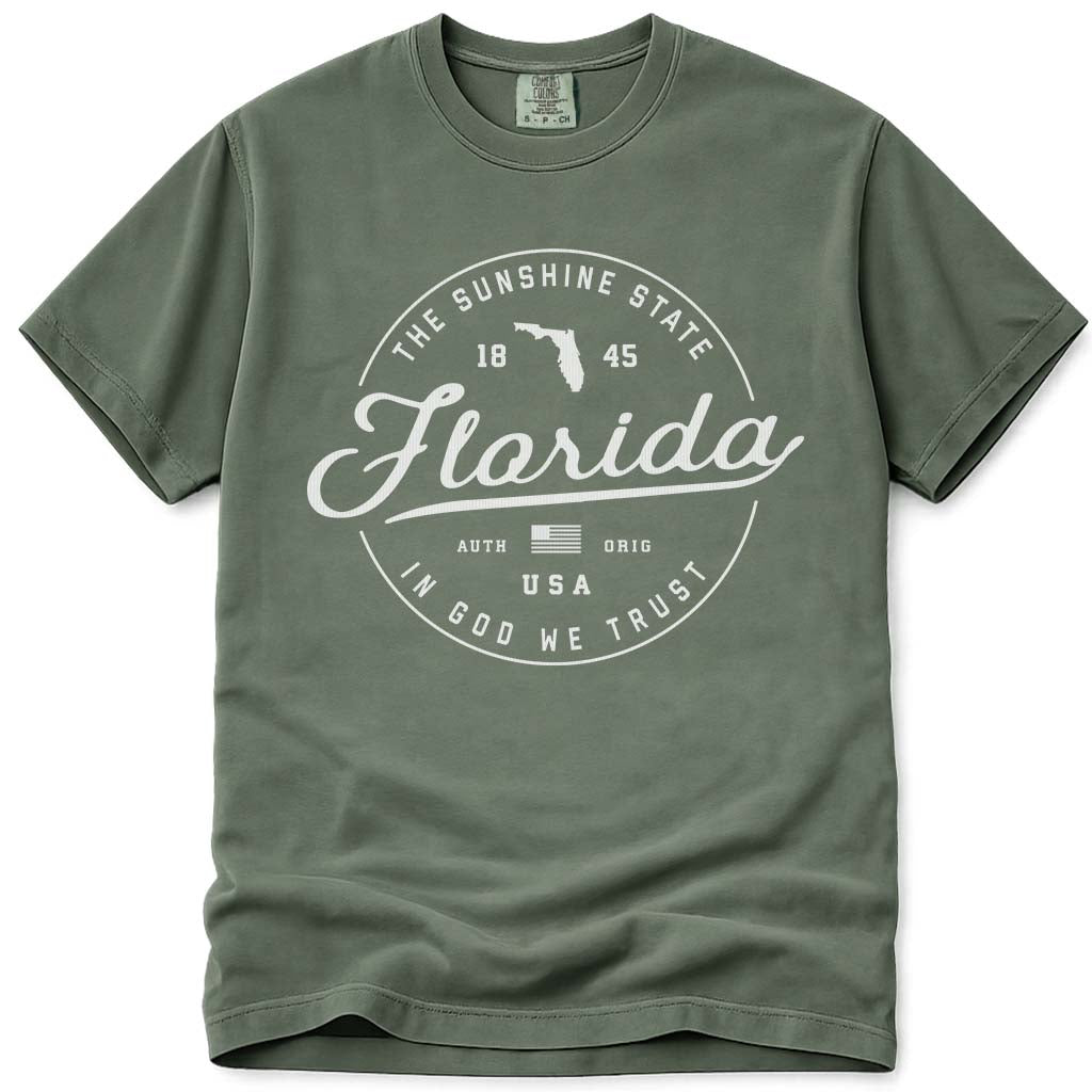 Florida T Shirt, The Sunshine State - Moss