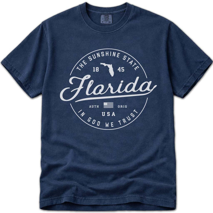 Florida T Shirt, The Sunshine State - Navy