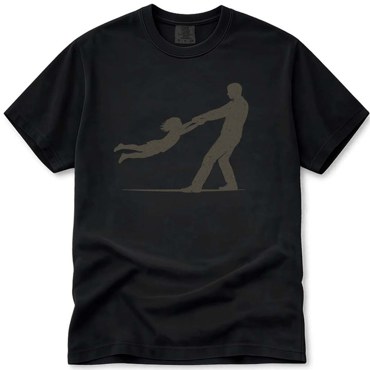 Father Daughter Swinging Girl Dad Shirt - Black
