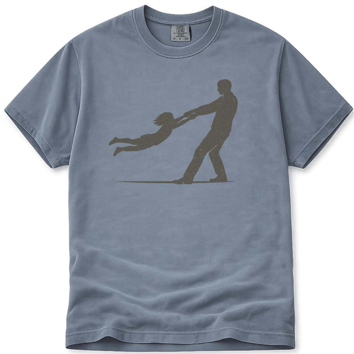 Father Daughter Swinging Girl Dad Shirt - Blue Jean