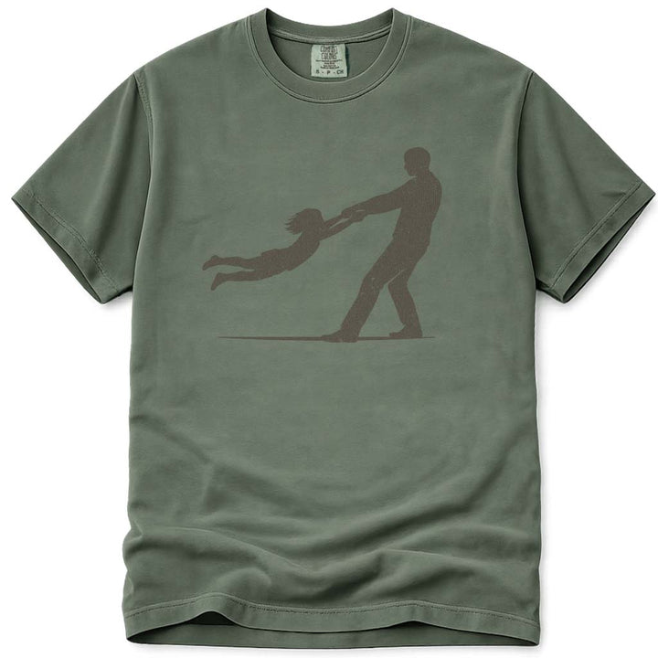 Father Daughter Swinging Girl Dad Shirt - Moss