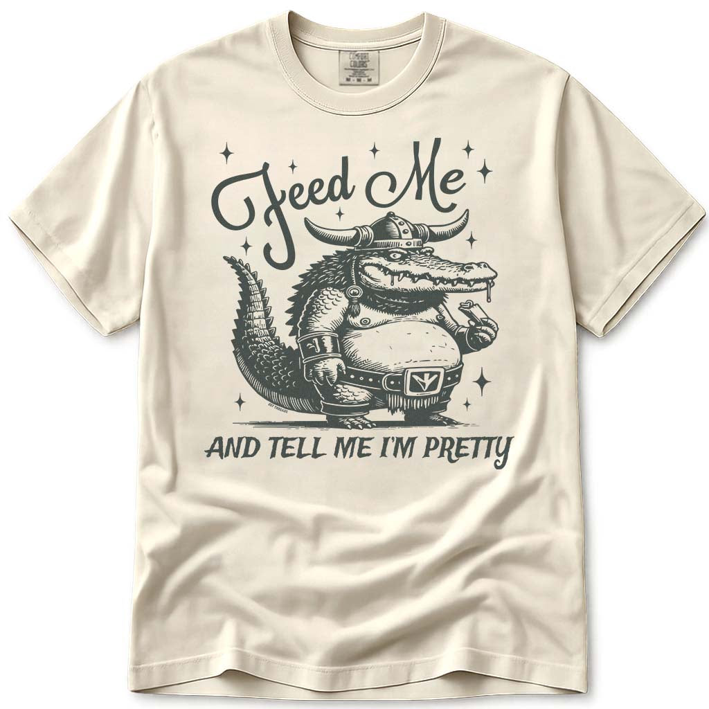 Feed Me Tell Me Im Pretty Crocodile Alligator T Shirt - Ivory
