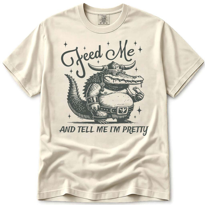 Feed Me Tell Me Im Pretty Crocodile Alligator T Shirt - Ivory