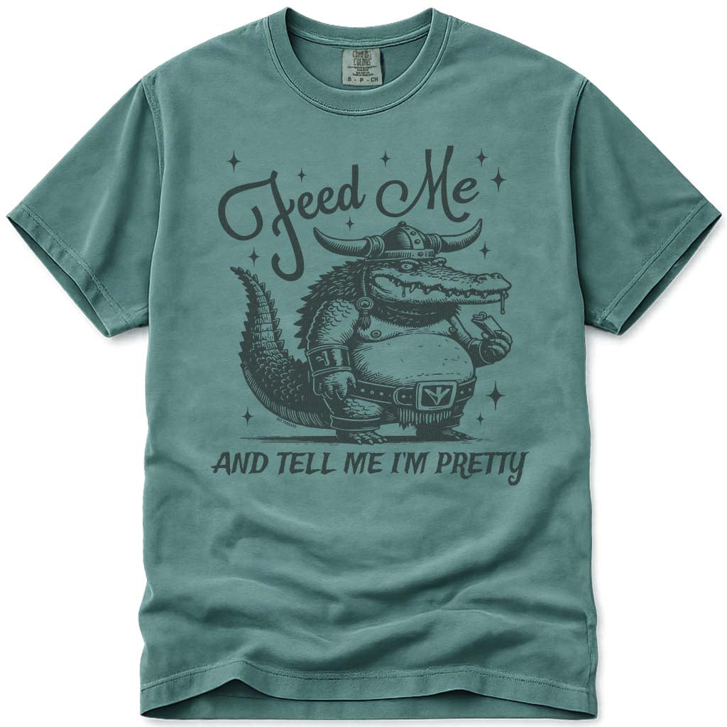 Feed Me Tell Me Im Pretty Crocodile Alligator T Shirt - Light Green